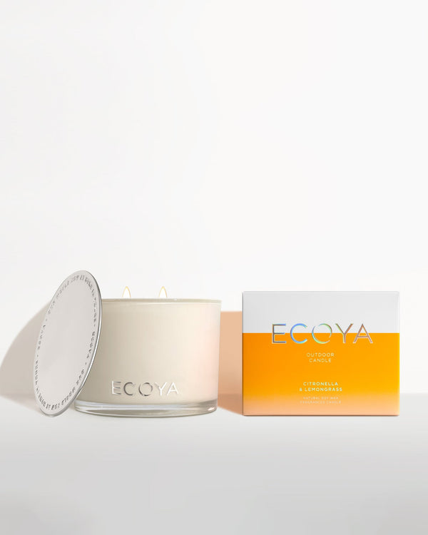 Ecoya Limited Edition Scandinavian-inspired Outdoor Candle and box on a white surface, perfect for gifting.