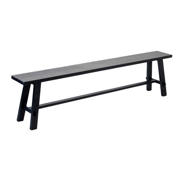 A repurposed Flux Home TEAK BENCH LONG BLK on a white background.