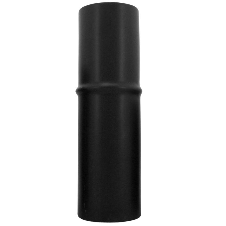 Matte black ceramic bamboo vase in the narrow mid size, straight on against a plain background