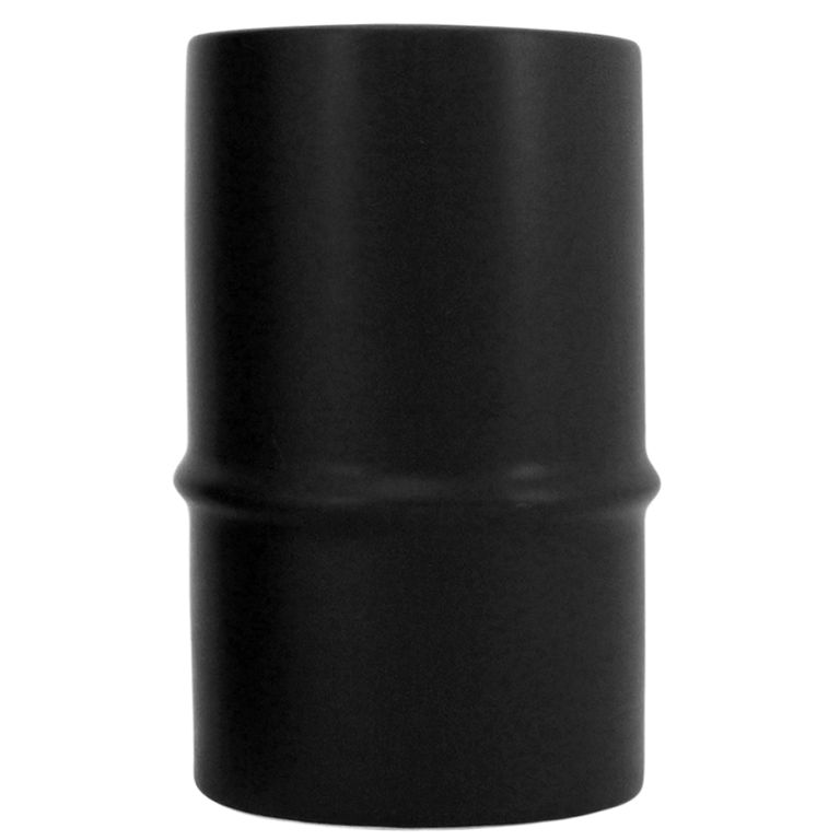 Matte black ceramic bamboo vase in the short wide size, close view of the bamboo ridge