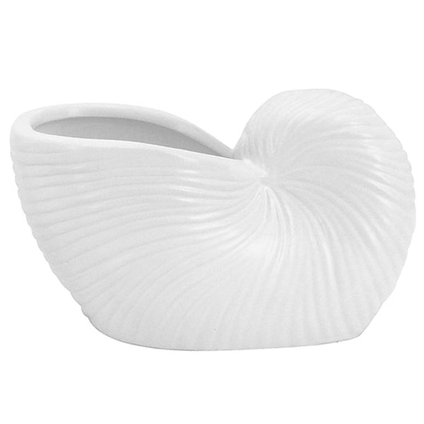 A small white Seashell Planter - Various Sizes by Flux Home on a large white background.