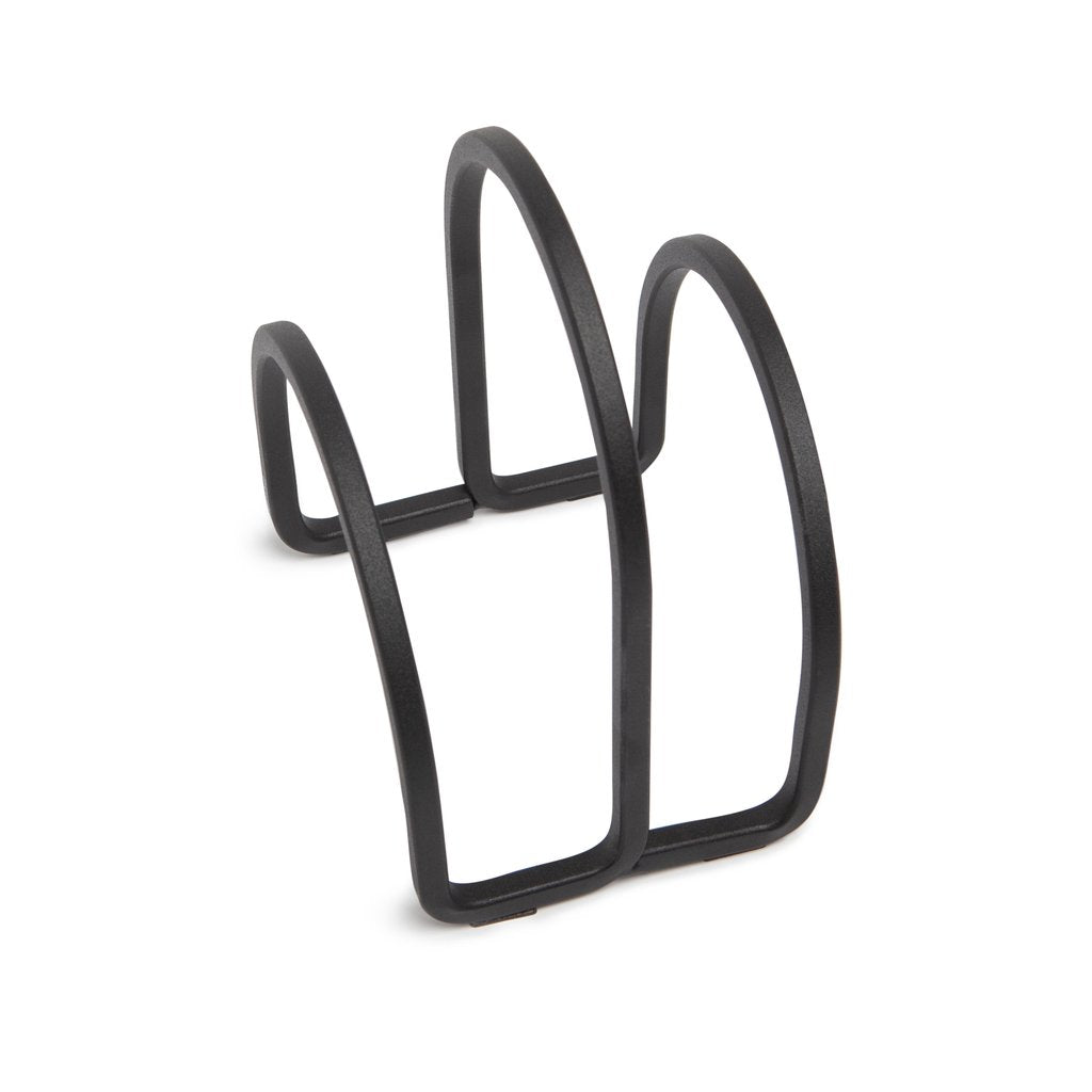Umbra Squire napkin holder in black seen at an angle, showing the wire frame