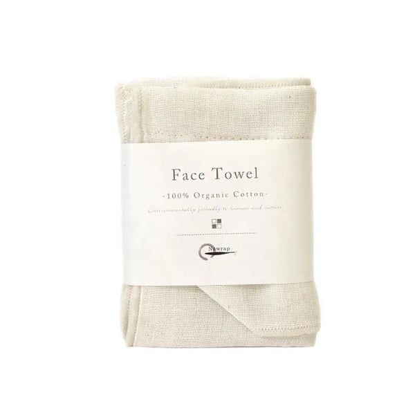 An ORGANIC FACE TOWEL by Nawrap on a white background.