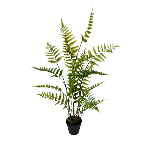 Butterfly Fern Potted by Artificial Flora in a black pot on a white background, adding greenery to any space.