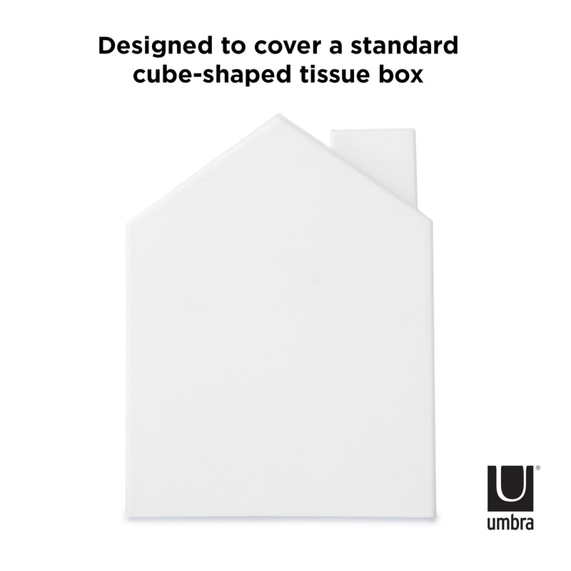 A minimal white house designed to cover a Casa Tissue Box Cover.
