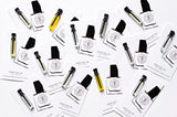 Gypsy fragrance sample vials on cards from The Perfume Oil Company, displaying the Gypsy Water inspired perfume oil branding