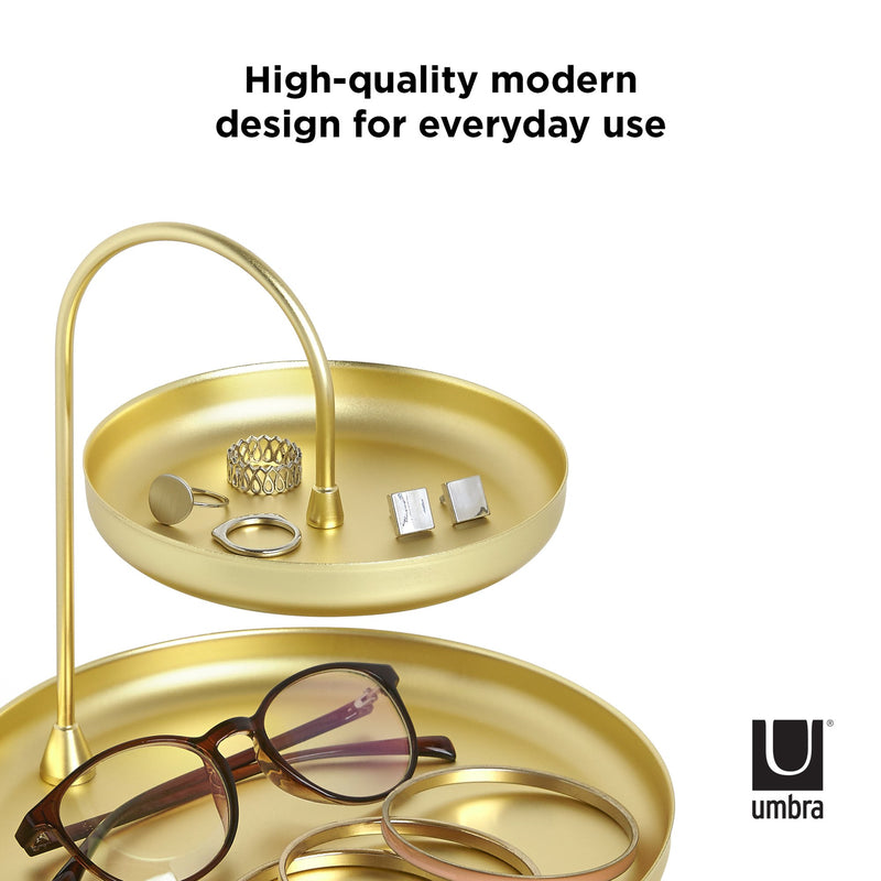 High quality Umbra Poise Two Tier Ring Dish Brass for everyday use – the perfect accessory organizer and jewelry holder with a modern design.