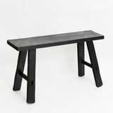 A Teak Bench in Black (Medium) by Flux Home on a white background.