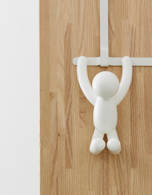 Umbra Buddy over-the-door double hook in white, on white