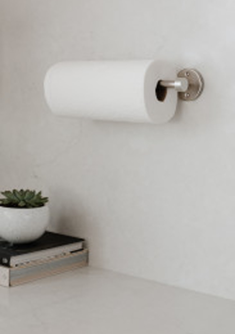 A Umbra Cappa Wall Mounted Paper Towel Holder - Nickel.