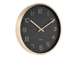 A Gold Elegance - White / Black wall clock by Karlsson, on a white background, adding a touch of gold elegance.