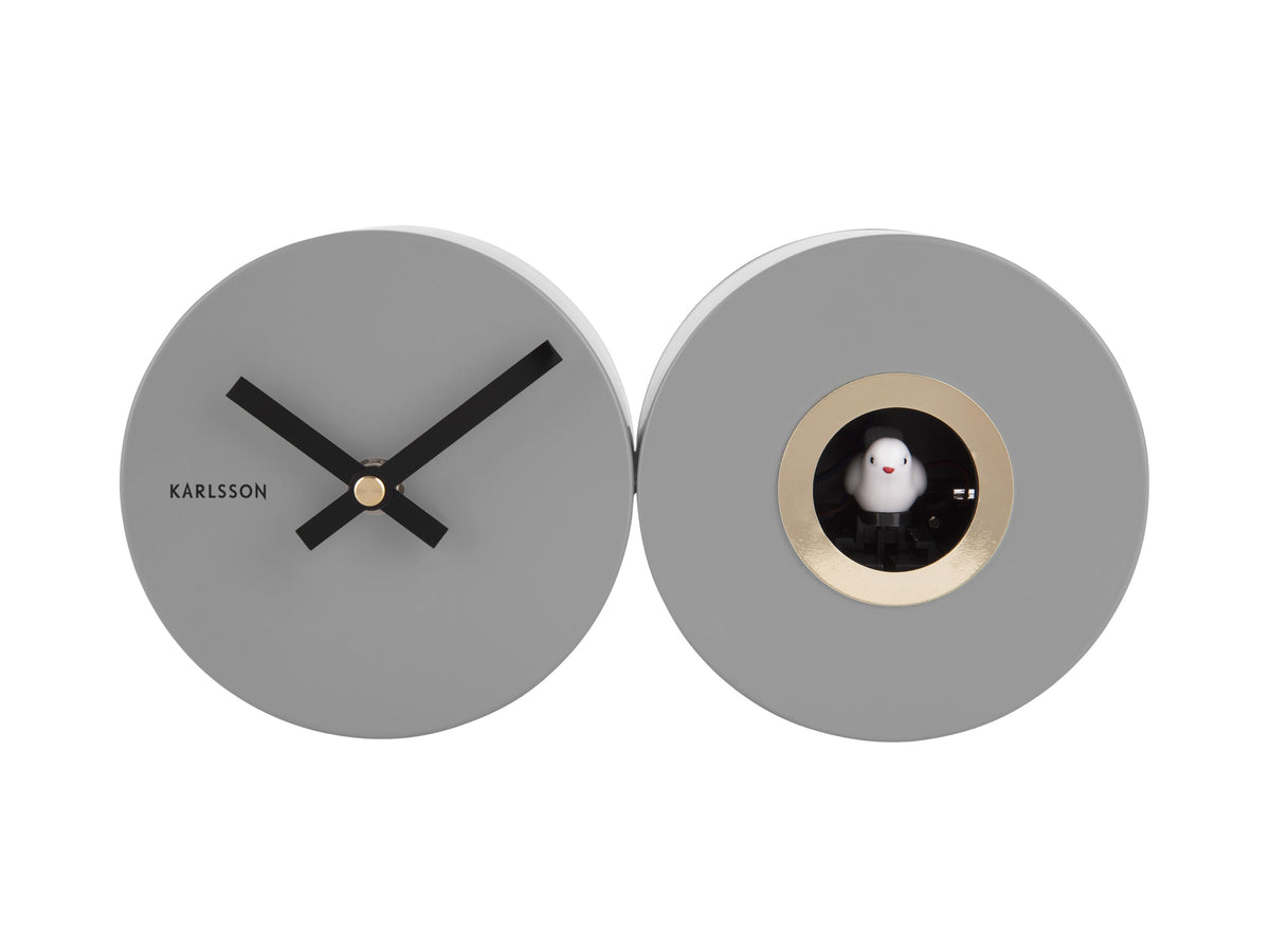 A Duo Cuckoo clock by Karlsson with a bird on it.