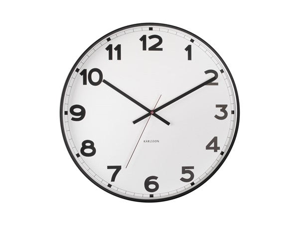 Karlsson New Classic wall clock in white with a minimal black and white dial
