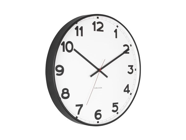 Karlsson New Classic wall clock in white, angled view