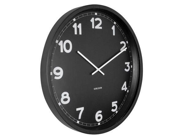 Karlsson New Classic wall clock in black, angled view on white