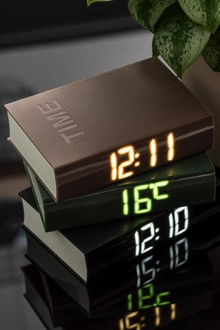 Karlsson Alarm LED Book Clock, angled view showing LED display