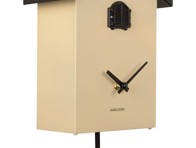 A beige Karlsson Cuckoo Traditional - Various Options clock on a white background.