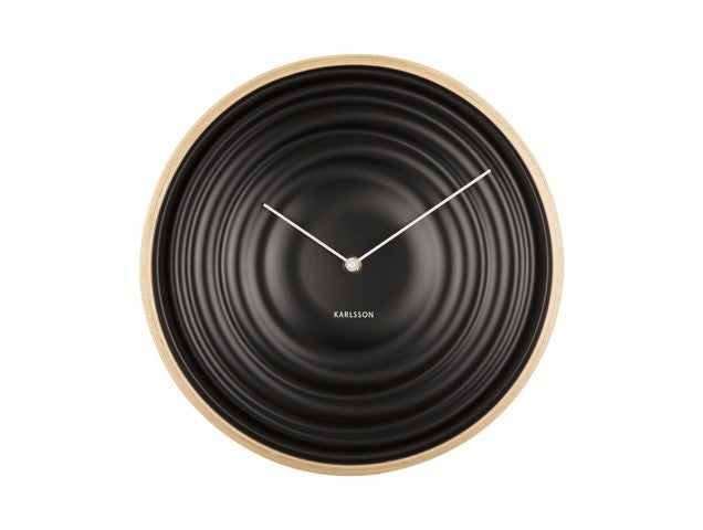 Karlsson Scandi Ribble Wall Clock in black on a white background