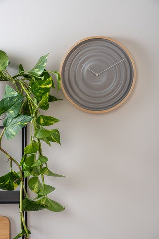 Karlsson Scandi Ribble Wall Clock in grey, close detail