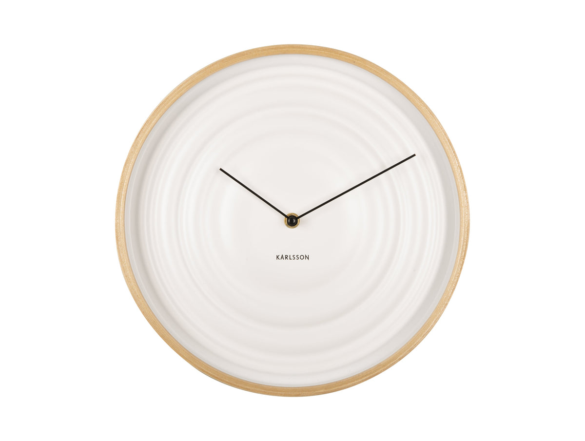 Karlsson Scandi Ribble Wall Clock in white on a white background
