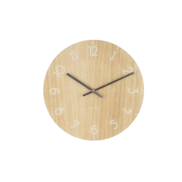 A good quality Karlsson wooden wall clock in Light Wood - Small / Medium.