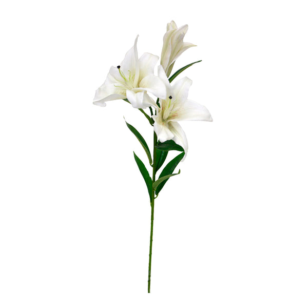 An elegant arrangement of Tiger Lily Spray from Artificial Flora, showcasing exquisite floral styling against a pristine white background.