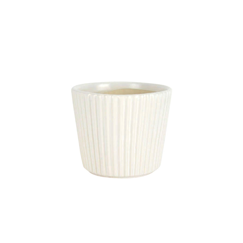 Ribbed Ceramic Planter White