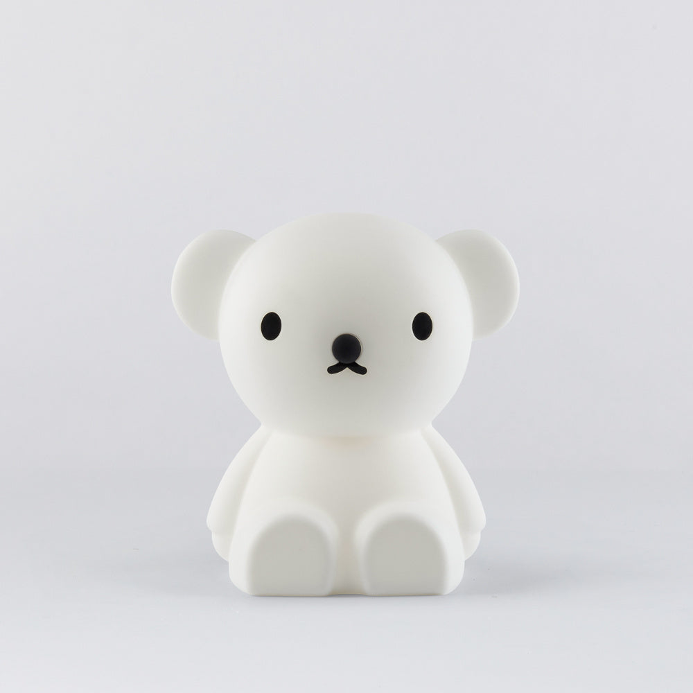 Boris Star Light Lamp, a white bear lamp, unlit on a grey background