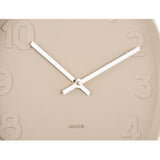 Aesthetically pleasing, the Scandinavian Karlsson wall clock called Mr. Brown Numbers features a beige design on a white background.