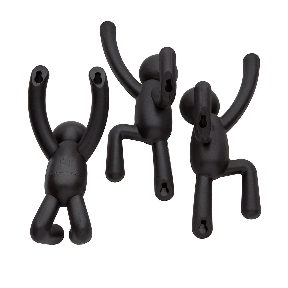 Three Umbra Buddy Hooks in black, shown on a white background