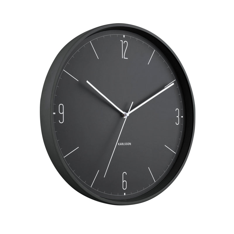 A Numbers & Lines - Black wall clock with innovative design on a white background by Karlsson.