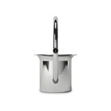 An Umbra Quench Watering Can - Stainless Steel with a 360-degree handle on a white background.