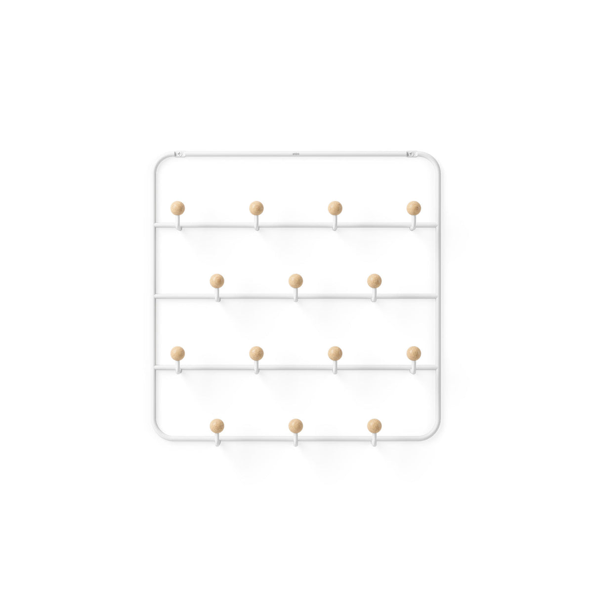 Umbra Estique over the door organiser in white with natural wood ball hooks