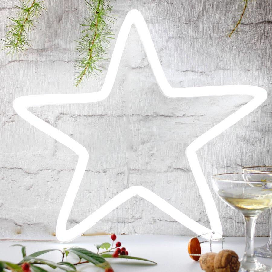 Star neon light, illuminated shape