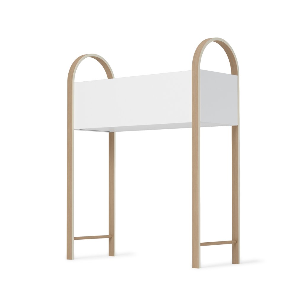 Umbra Bellwood raised planter in white with tall ash wood legs