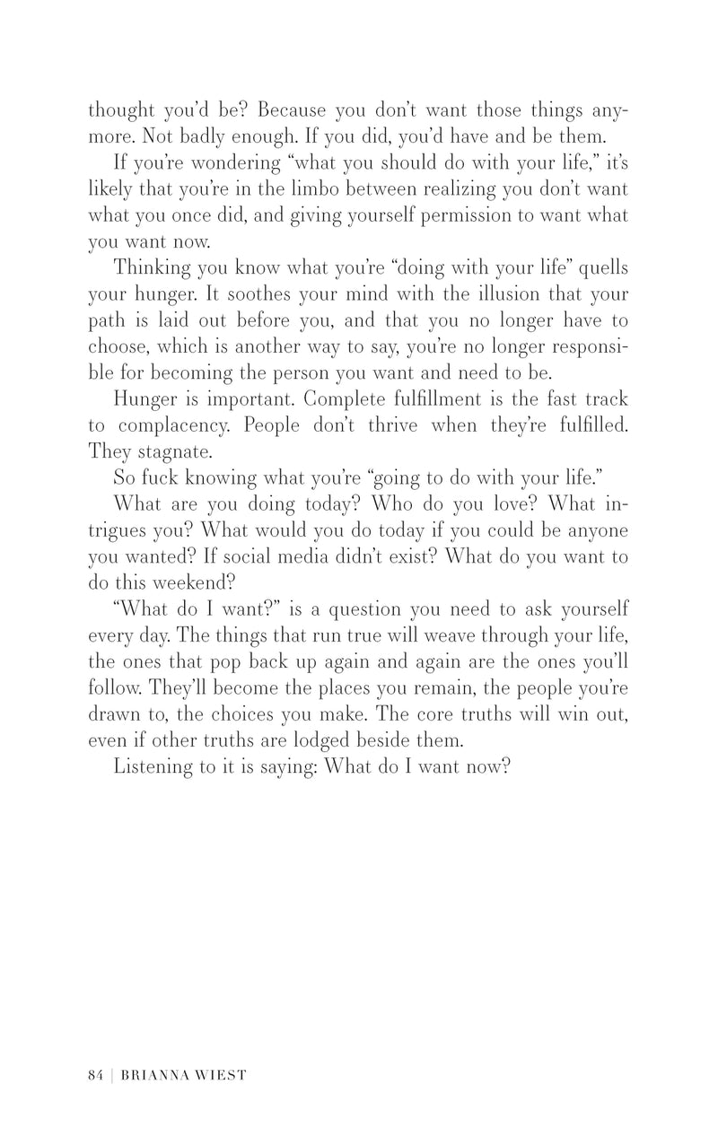 A black and white image of a page from "101 Essays That Will Change The Way You Think" by Brianna Wiest, a psychology and motivation author.
