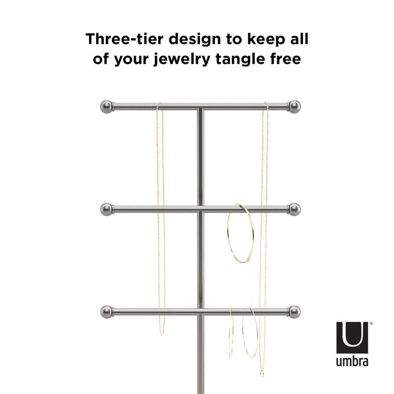 TRIGEM JEWELRY STAND NICKEL by Umbra to keep all of your accessories tangle-free.
