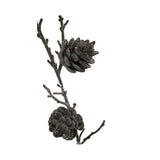 Product description: Two Frosted Pinecone Spray 46cm on a branch against a white background, showcasing their natural beauty.
