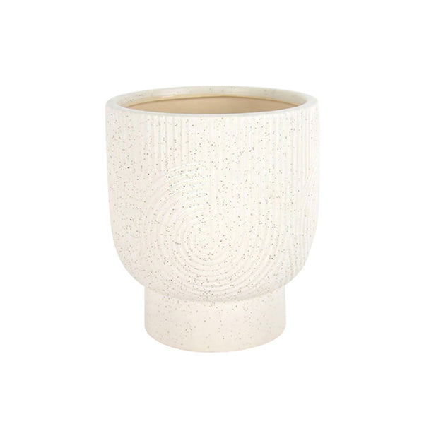 A limited edition Texture Pattern Ceramic Planter by Bovi Home with a speckled pattern.