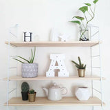A Modular Shelving - Black / White - 3 Shelves - PREORDER with potted plants. (Brand: Flux Home)