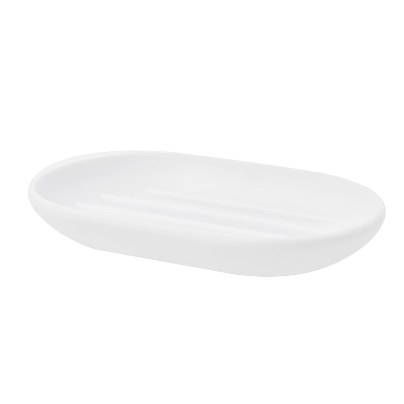 A compact Umbra Touch Soap Dish with a soft-touch finish on a white surface.