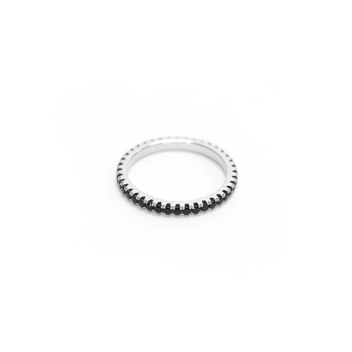 Go Around Ring, Sterling Silver with Black Zirconia