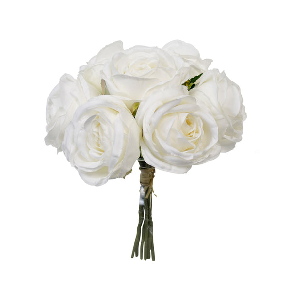 A Callista Rose Bouquet - White / Pink by Artificial Flora on a white background with floral styling.