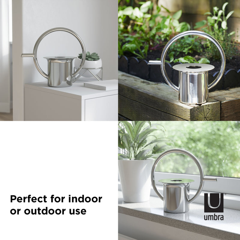 The Umbra range features the Quench Watering Can - Stainless Steel with a 360-degree handle, making it perfect for indoor or outdoor use.