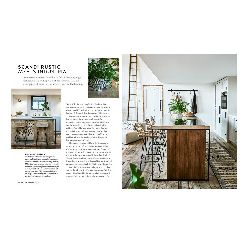 Scandi Rustic book page spread showing natural textures and materials