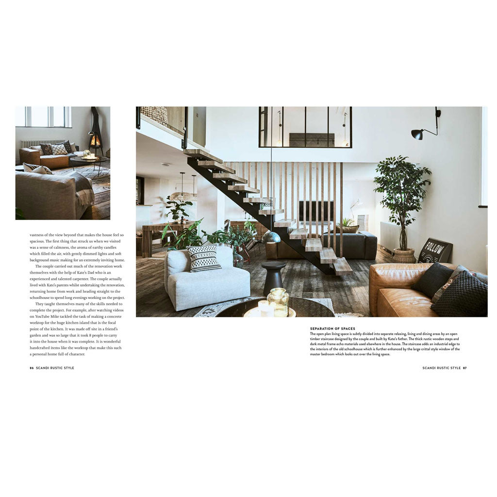 Scandi Rustic book open page spread showing interior photography