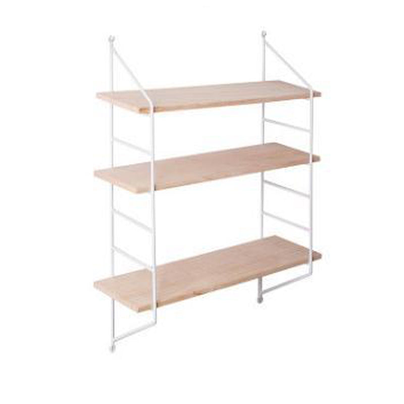 A Modular Shelving - Black / White - 3 Shelves - PREORDER by Flux Home with three shelves on a metal frame.