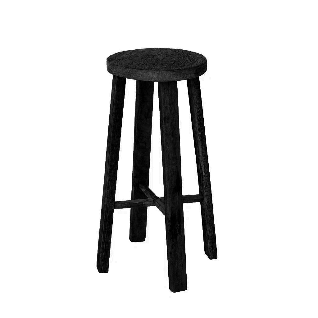 Teak bar stool black 65cm on a white background