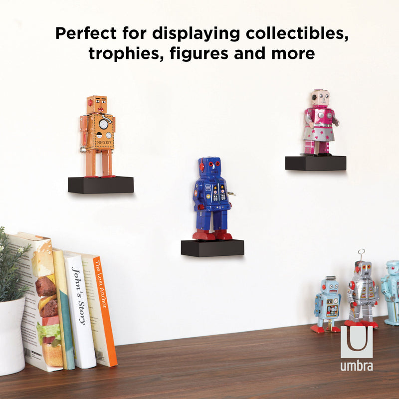 Perfect for displaying collectibles, figurines, and more with Umbra Set (3) Showcase Shelves - Black.