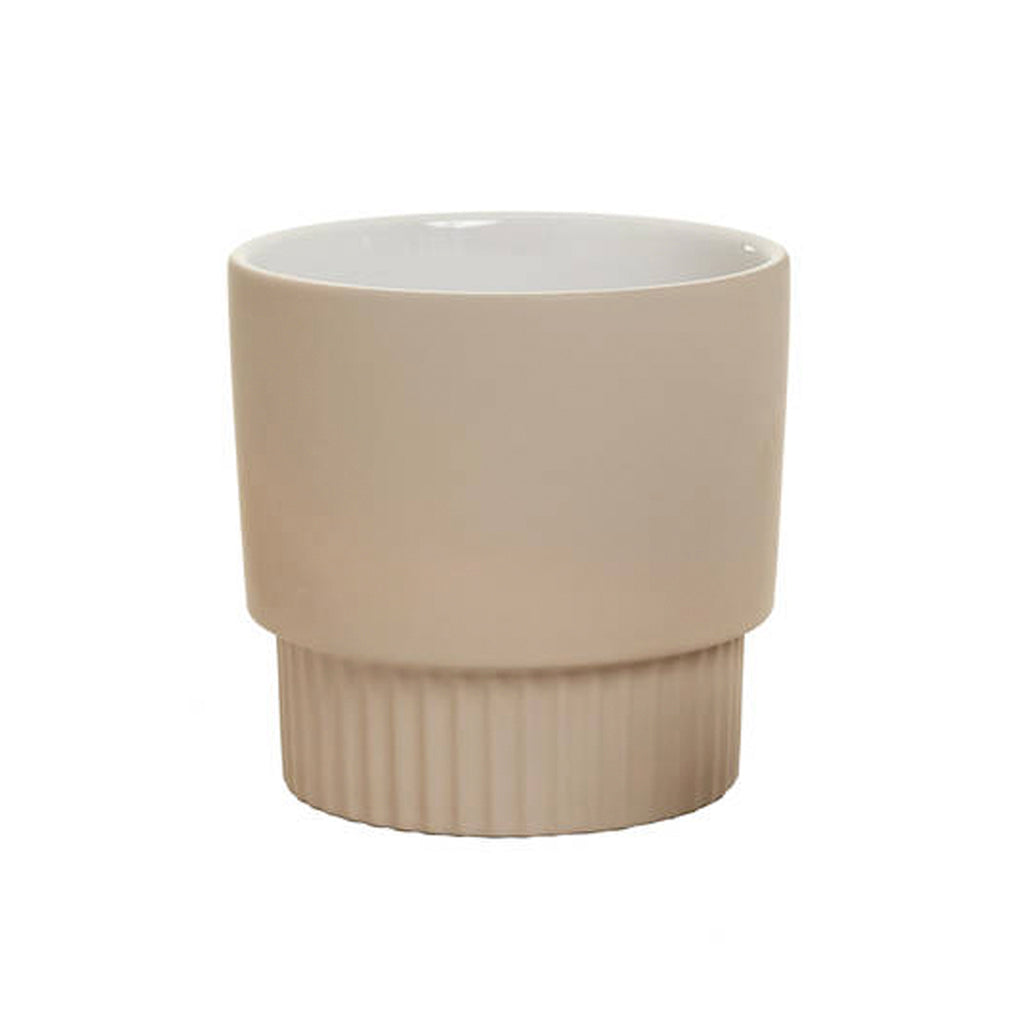 Edgar Ceramic Planter with Fluted Base – Taupe